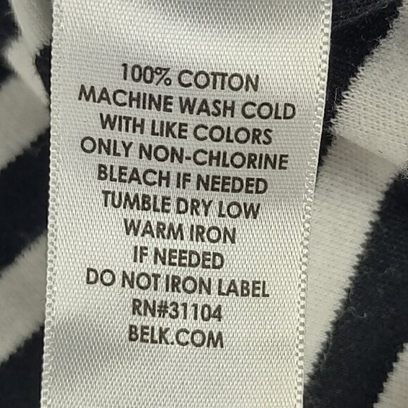 Kim Rogers Black, White Stripe Soft 100% Cotton 3/4 Sleeve Top Blouse Size PXL - Picture 12 of 12